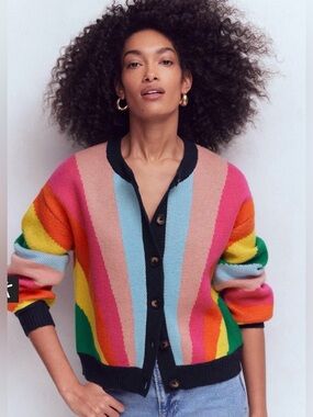 Boden Abi jacquard cardigan multi rainbow size XL NWT style K1148